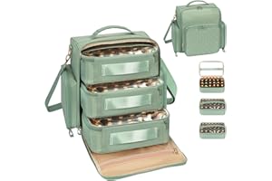 OCHEAL Nail Polish Organizer, Holds Nail Lamp and 75+ Bottles, Nail Organizers and Storage Holder Case with 3 Individual Bags Fit Manicure Tools Manicurist Travel Carrying kit -Green