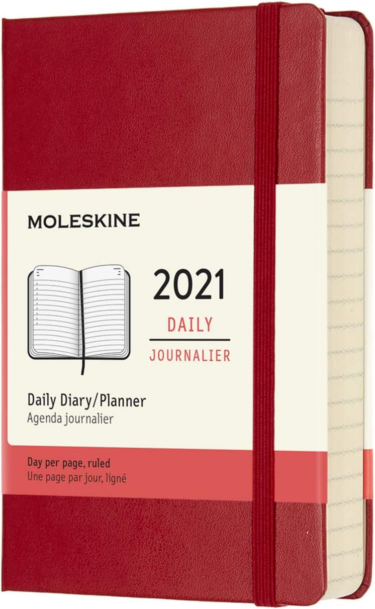 Moleskine Agenda 2021, Agenda Journalier 12 Mois avec Couverture Rigide