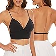 Strappy Low Back Bra for Women Deep V Low Cut Backless Bralette Multiway Convertible Straps Halter Bra