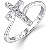 STARCHENIE 925 Sterling Silver Cross Ring for Women Size 5-10