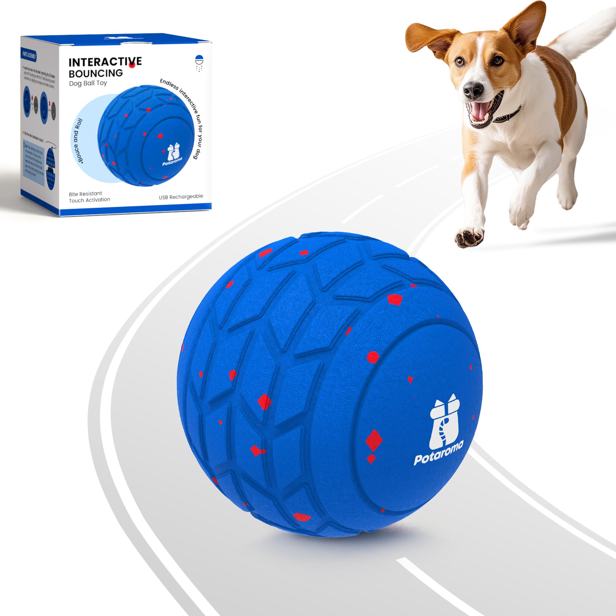 Photo 1 of Potaroma Dog Toys Ball, Interactive Motion Activated 3 Mode Automatic Bouncing Ball Toys Durable E-TPU Material for Medium/Large Dogs,USB Rechargeable 2.9 Inches