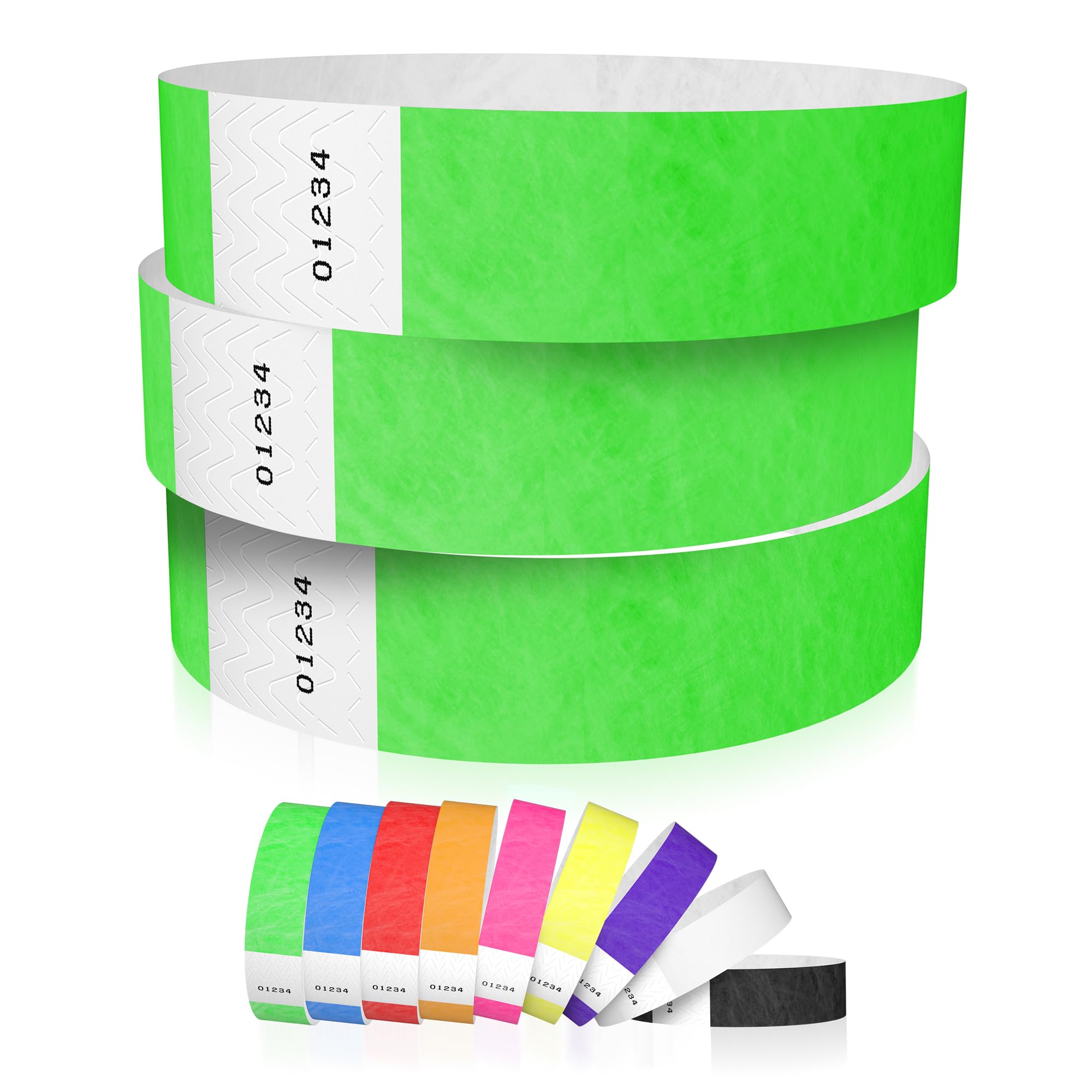 600 WristCo Neon Green Tyvek Wristbands for Events