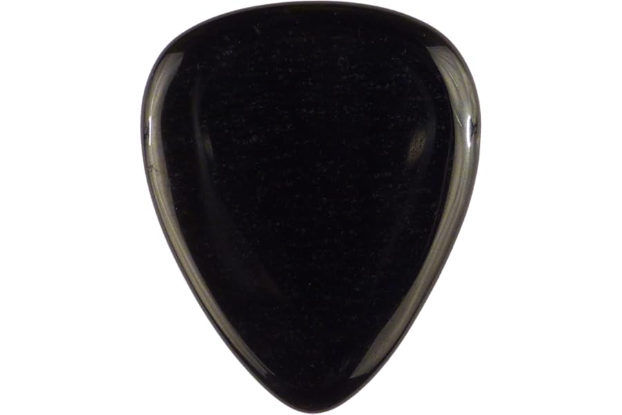 Heavy Black Obsidian Guitar Pick - 3.0 mm Ultra Gauge - 351 Shape - Handmade Exotic Plectrum by Bestamp Covers