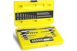 Topec 9 Pieces Jumbo Spiral Flute Extractor - Easy Out Screw Extractor Set Square Shank Reverse Drill Bit Set For Removing Br