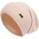 jaxmonoy Slouchy Beanies for Women Winter Lightweight Ladies Knit Hat Cuffed Soft Warm Slouch Beanie Cap - Brown