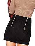 Floerns Women's High Waist Faux Suede Double Zipper