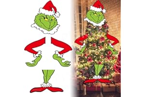 PISKEKAT Large Grinchs Christmas Tree Decorations, Whoville Christmas Tree Topper, Grinchs Christmas Decorations for Christmas Tree Xmas Party Supplies, Home Holiday Christmas Party Decorations