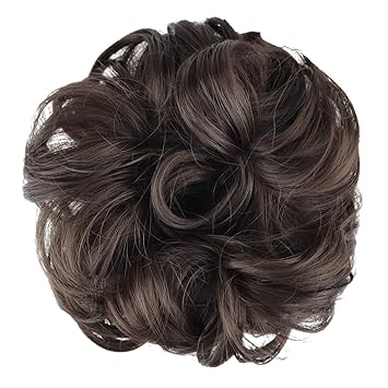 6 Medium Brown Barsdar Wavy Curly Messy Bun Hairpiece Updo