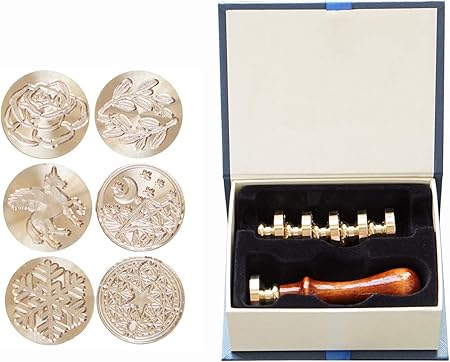 Amazon シーリングスタンプ 6枚セット木製ハンドル 封蝋 スタンプ シーリングワックス印鑑 結婚式の招待状 手紙 レター 招待状 メッセージカード グリーティングカード 手作りdiy シーリングワックス 文房具 オフィス用品