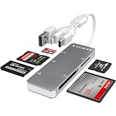 Aluminum 5-in-1 Memory Stick Pro Duo Adapter for iPhone/PC/Android, Lightning USB C USB A Multi Card Reader for SD/TF/CF/MS/XD Cards, High-Speed Data Transfer for Camera/GoPro/Drone