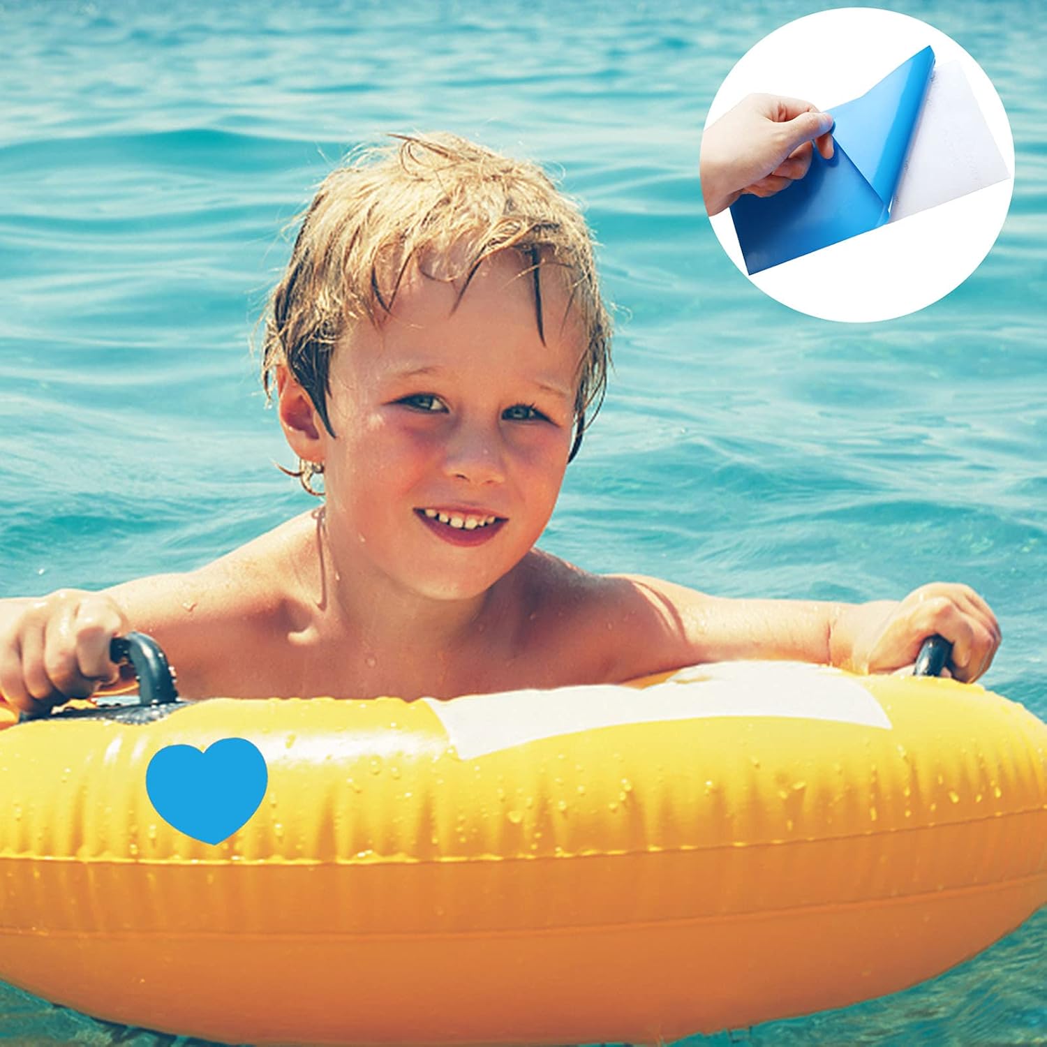 ASMPIO 30 Pieces Vinyl Pool Patch, Self-Adhesive PVC Repair Patches for Swimming Pools, Inflatable Boats, Air Bed, Raft Kayak, Blue : Garden & Outdoor