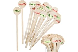 NEWTAY 100 Pcs Christmas Drink Stirrers 6 Inch Naughty or Nice Wooden Stirring Sticks Coffee Stir Sticks Wooden Coffee Stirrers Disposable Beverage Stirrers Round End Beverage Stir Sticks for Milk Cocktail