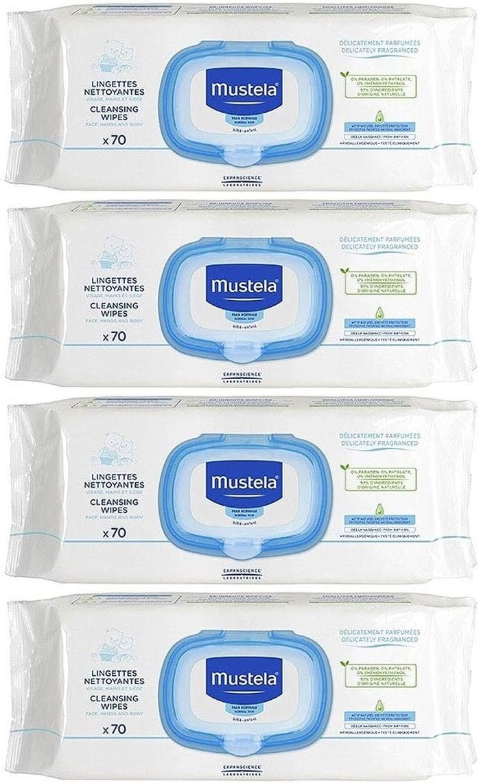 Mustela Baby Wipes - 4 Packs by EXPANSCIENCE: Amazon.es: Salud y cuidado personal