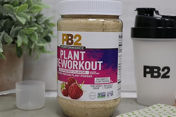 PB2 PERFORMANCE PLANT PROTEIN PRE-WORKOUT SUPERFOOD – RASPBERRY FLAVORED – ENDURANCE BLEND WITH MCT & CAFFEINE