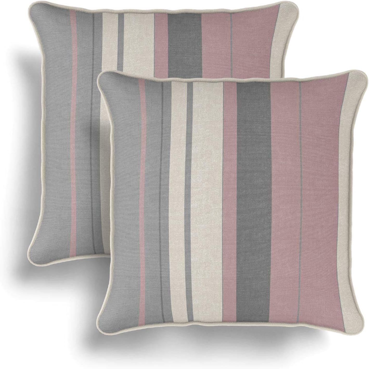 IT IDEAL TEXTILES Set of 2 Pink Striped Cushion Covers, Pair of Blush