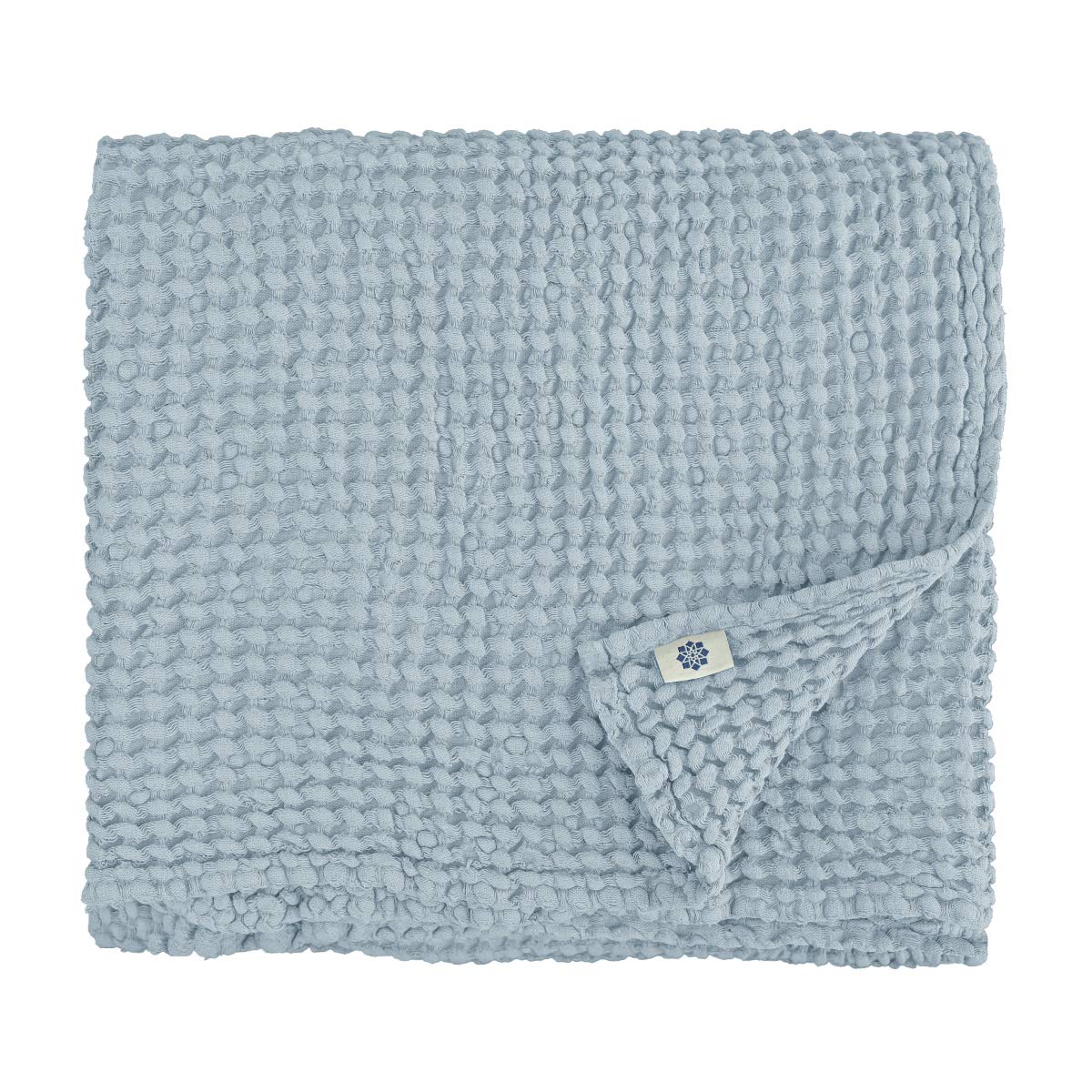 Linen & Cotton Extra Soft Washed Waffle Bath | Hand | Face | Guest | Baby Towel EZRA, 48% Linen, 52% Cotton - 50 x 70cm (20'' x 28''), Sky Blue/Turquoise