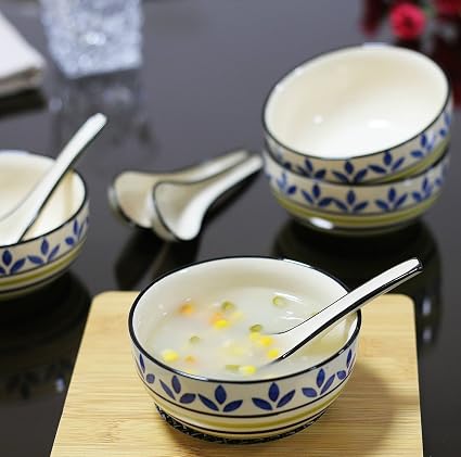 KITTENS Ceramic Soup Bowls with Spoons, Multicolour (Set of 4)