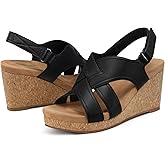 SHIBEVER Wedge Sandals for Women Dressy: Summer Comfortable Platform Arch Support Strappy Cork Womens Wedges Sandal