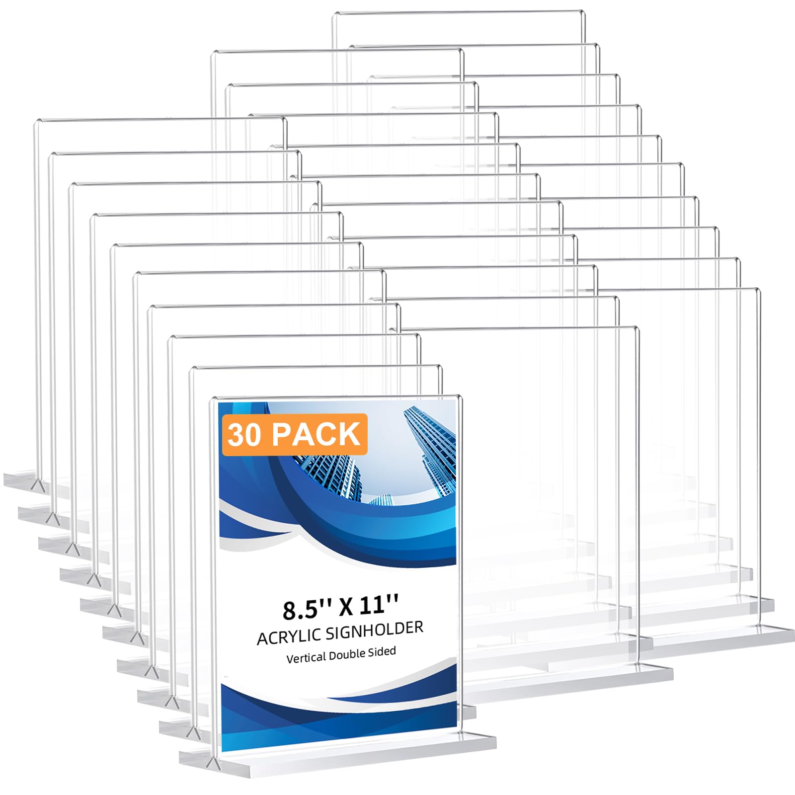 30 Pack Acrylic Sign Holder 8.5 x 11, Double-Sided