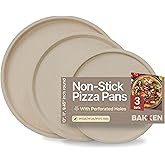 White Marble Non Stick Pizza Pans Set of 3 – Carbon Steel Pizza Baking Trays (9.45", 11.02", 12.99") for Oven Use, Durable, PFOA, PFOS, PTFE Free, Dishwasher Safe, Stain-resistant, Easy Cleanup