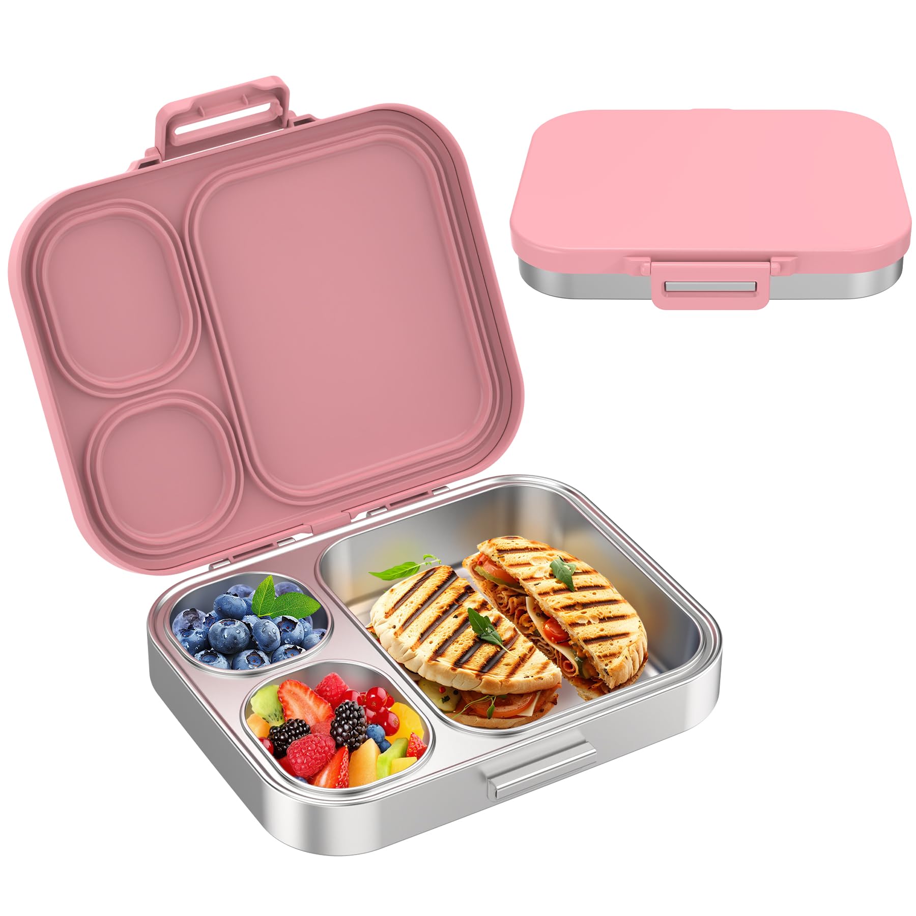 Photo 1 of *Major Damaged*
Pawtong Stainless Steel Bento Lunch Box for Kids | 3-Compartment Lunch Box Container Kids | 100% Leakproof, Eco-Friendly, Perfect Portion Control for Kids&Adult Healthy Meals (Pink)