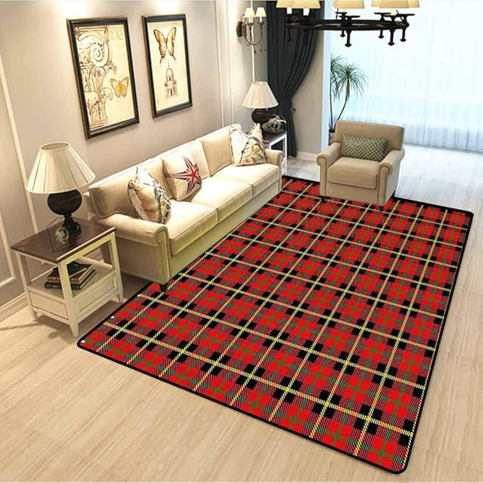 Retro Floor Area Rug for Living Room Traditional Scottish