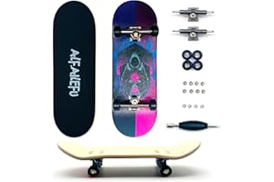 ALFAILEFU Pro Fingerboard 32mm Wooden Board Professional Finger Skateboard Trucks CNC Wheels with Bearings (Death)