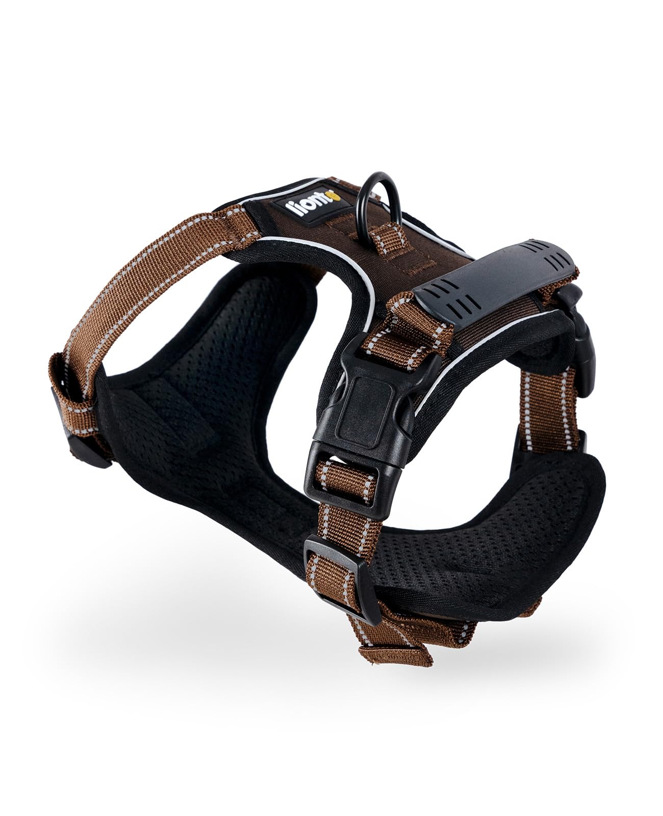 lionto Padded Dog Harness Anti-Pull Reflective Safety Harness Adjustable Size XL Brown