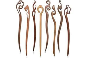 8 Pieces Chinese Chopstick Hair Pins Retro Classic Pattern Hair Sticks for Women Wooden Hair Sticks for Women Bun Maker Long 