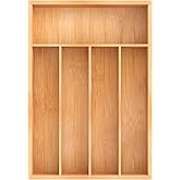 Unibambou Bamboo Utensil Drawer Organizer, Kitchen Organizer for Flatware Cutlery, Silverware Tray for Drawer (5 Slots, Natural)