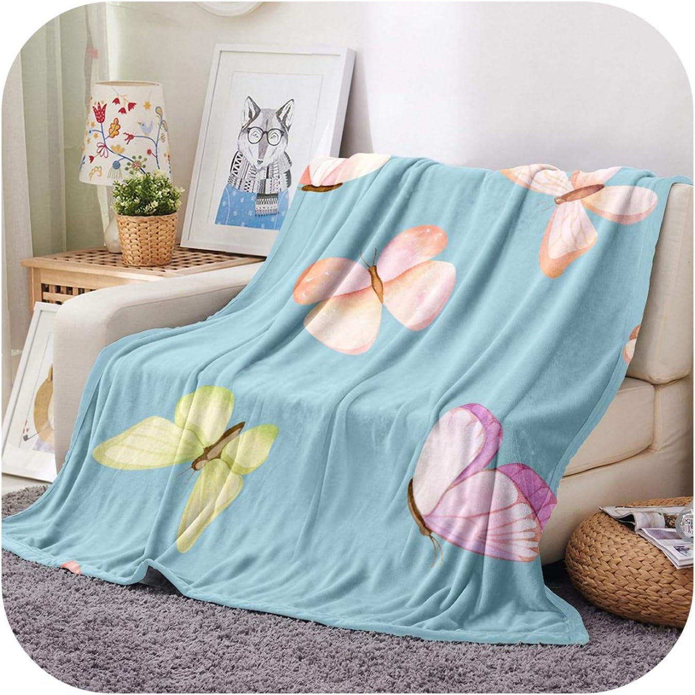 whocare Flying Butterflies Flannel Blanket For Beds Butterfly Plush