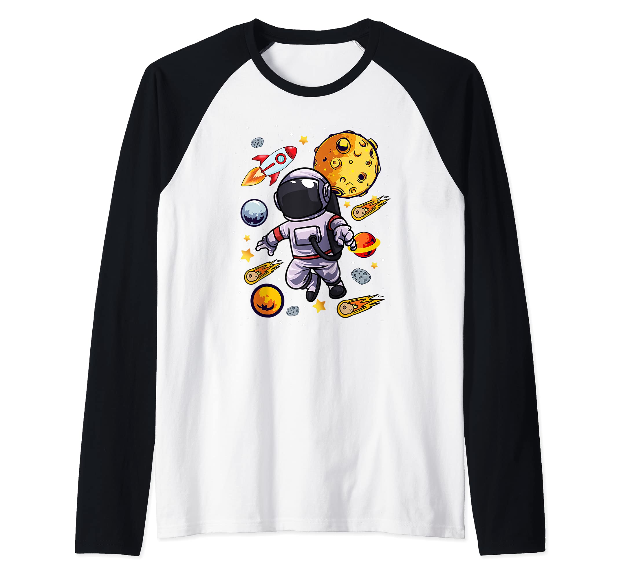 Astronaut Floats Alone Through Space - Lonely Spaceman Raglan Baseball Tee