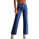 Yewfirm Straight Leg Jeans for Women Trendy High Waisted Cropped Boyfriend Mom Stretchy Frayed Hem Loose Wide Leg Baggy Pants