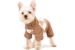 Yikeyo Dog Pajamas for Small Medium Dog Girl Boy Rhombic Winter Warm Dog Pjs Soft Dog Jammies Dog Onesie Pet Jumpsuit Dachshund Sweater French Bulldog Sweater Apparel Outfit (Large, Khaki)