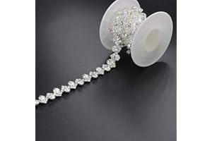 Jerler 1 Yard Rhinestone Trim, Crystal Rhinestone Chain Applique, Ideal for DIY Decoration and Wedding Clothing Embellishments, 0.4" Width