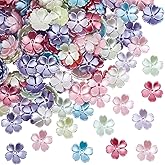SOFPLATE 200Pcs Random Color Acrylic Flower Caps Beads 5 Petal Flower Beads Bulk Plastic Candy Spring Floral Spacers for Jewelry Making Findings DIY Crafts Bracelets Earrings Gifts Beginner Adults
