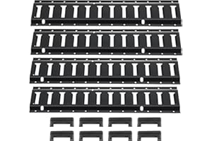 VEVOR E Track Tie Down Rail Kit, 2' Steel Rails, 4 Pack, Secure Cargo & Heavy Loads Up to 2000 lbs, Heavy Duty Etrack Rails w