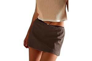 calbatic Women Cotton Linen Summer Mini Skirt Low Waisted A Line Beach Short Skirt Casual Going Out Skort Khaki