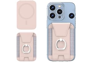 MAZYOYO 3 in 1 Magsafe Wallet, MagSafe Men's Card Cases with Cell Phone Holder, Magnetic Phone Wallet with Leather Privacy Flap for iPhone 15/14/13/12 Series, LightPink