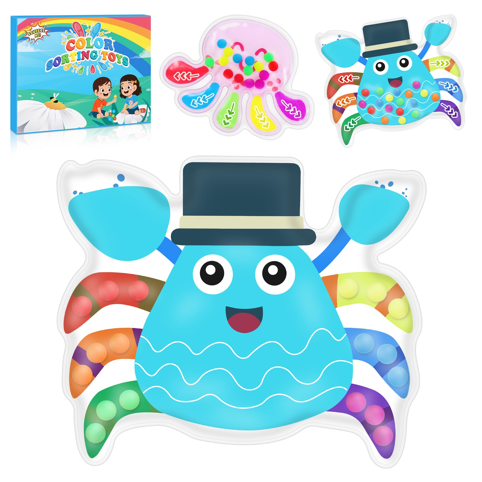 Kssvzz 2 PCS Colour Sorting Sensory Toys for Toddlers, Montessori Color Matching Toys for Kids 3+ Years Old, Fidget Learning Toys for Autism, Educational Preschool and Travel Activities for Boys Girls