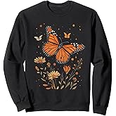 Monarch Butterfly Natural Vintage Wildflower Floral Sweatshirt