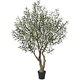 Verinatural Olive Tree Artificial Indoor 6ft - UV Resistant Large Fake Plants - Realistic Faux Olive Tree in Pot - Tall Artificial Plants Outdoor for Home, Patio, Living Room, Office Decor,VN138