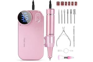 HEETHYCOOL Electric Nail Drill Kit 35000RPM Professional Nail Dril Machine Nail File for Acrylic Gel Nails with Multifunctional Nail Kit for Home and Salon Use Nail Art Tools Pink