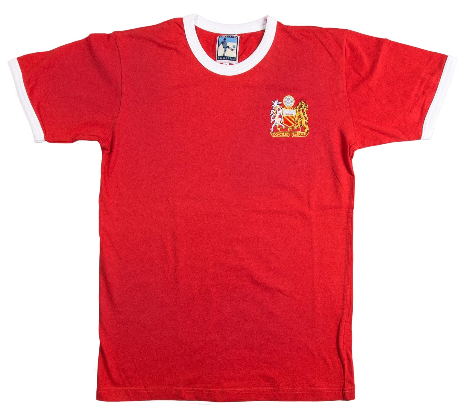 Manchester U. 1970s Football T Shirt Embroidered Logo (XL)