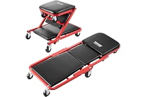 VEVOR Foldable Z Garage Creeper, 36 in, 300 lbs Load Capacity Rolling Folding Mechanic Creeper Stool, with 6 Wheels Tool Tray