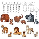 Cartoon Keychain for Kids Girls Party Favors Key Chain Bulk, Mini Cute Keyring for Classroom Prizes, Acrylic Jungle Safari Animal Keychains for Tags Goodie Backpack Bag Stuffer Supplies Christmas Gift
