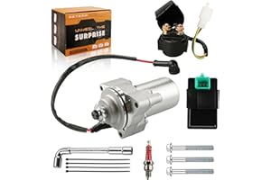 RETEPIF 3 Bolt 12 Teeth Starter & Relay & CDI & Spark Plug for 50cc 70cc 90cc 100cc 110cc 125cc Chinese ATV Go Kart Dirt Bike Quad 4 Wheelers， for TaoTao Jonway SunL Roketa SSR Most Chinese Brands (Silver)