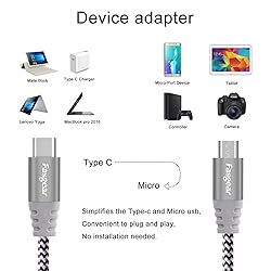 Fasgear USB C to Micro USB Cable 6ft Nylon Braided