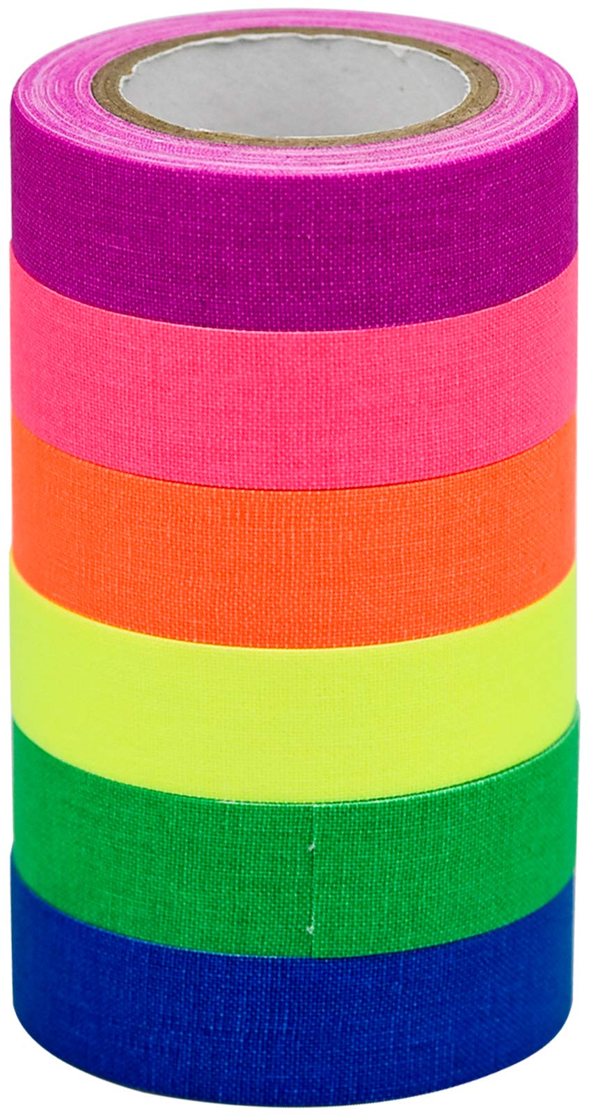 6 Pcs Fluorescent Cloth Tape 5m Neon Gaffer Cloth Tape, UV Blacklight Reactive Glow in the Dark Tape for Glow Party Decorations, Holiday Supplies