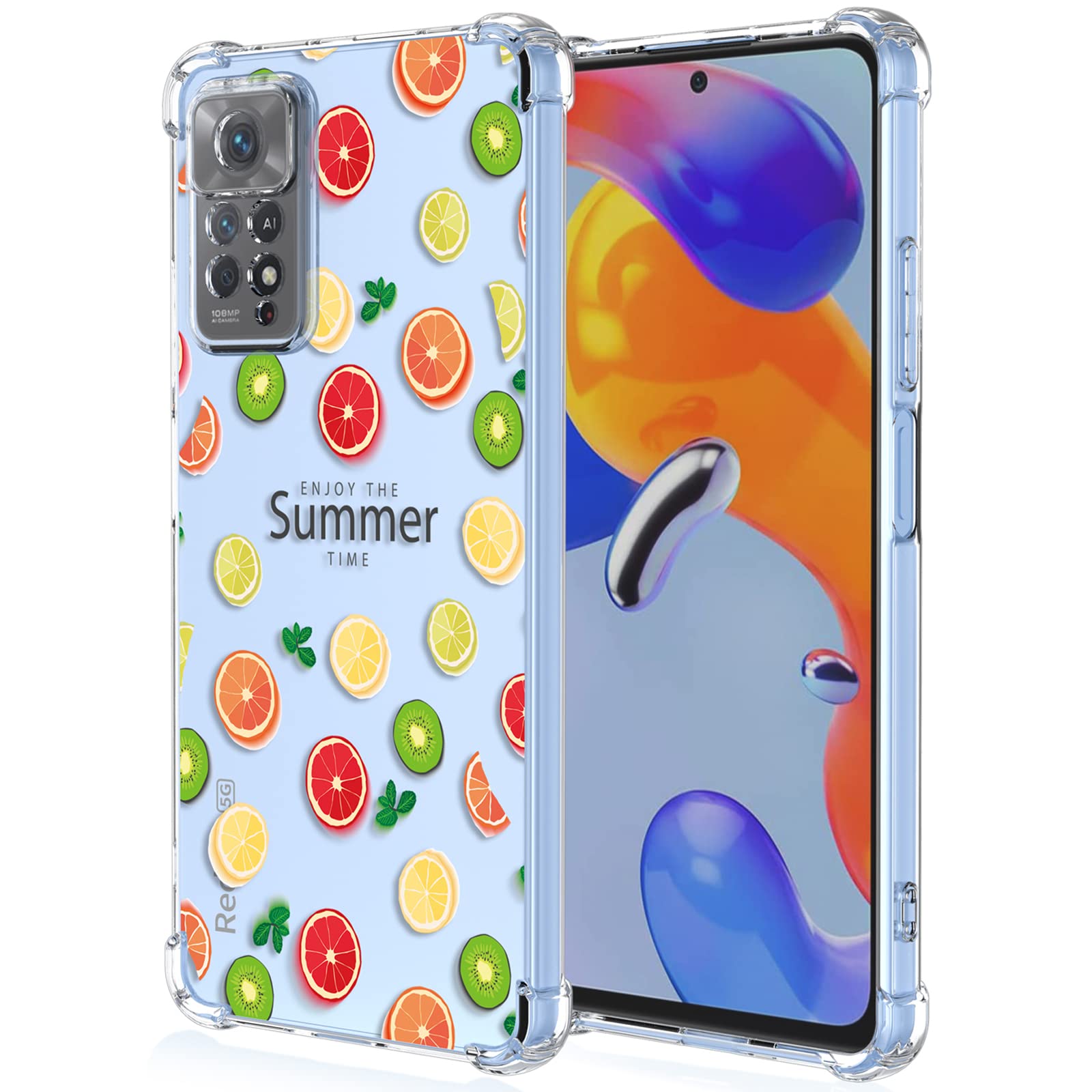 XINYEXIN Case for Xiaomi Redmi Note 11 Pro 4G/5G (6.67"), Painting Flower Pattern Clear Case Soft TPU Silicone Case Slim Shockproof Bumper Girl Women Phone Cover - Summer